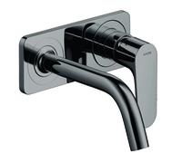 hansgrohe AXOR Citterio Mitigeur monocommande de lavabo encastré avec plaque et bec court Montage mural, 34112330, Couleur: Chrome noir poli