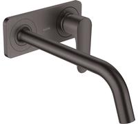 hansgrohe AXOR Citterio Mitigeur monocommande de lavabo encastré avec plaque et bec long Montage mural, 34115340, Couleur: Chrome noir brossé