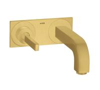 hansgrohe AXOR Citterio mitigeur monocommande de lavabo encastré, bec verseur 225mm, plaque pour montage mural, 39115250, Couleur: Optique or brossé