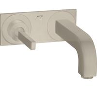 hansgrohe AXOR Citterio mitigeur monocommande de lavabo encastré, bec verseur 225mm, plaque pour montage mural, 39115820, Couleur: Nickel brossé
