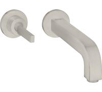 hansgrohe AXOR Citterio mitigeur monocommande de lavabo encastré, rosettes pour montage mural, bec 220mm, 39116800, Couleur: Acier inoxydable Optic