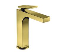 hansgrohe AXOR Citterio Mitigeur monocommandé pour lavabo, garniture découlement à tirette, finition losange, saillie 143mm, ComfortZone160, 39071990, Couleur: Optique en or poli