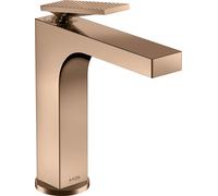 hansgrohe AXOR Citterio Mitigeur monocommandé pour lavabo, garniture découlement à tirette, finition losange, saillie 143mm, ComfortZone160, 39071300, Couleur: Rouge poli or