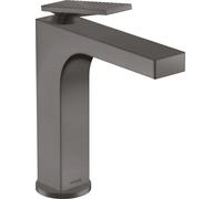 hansgrohe AXOR Citterio Mitigeur monocommandé pour lavabo, garniture découlement à tirette, finition losange, saillie 143mm, ComfortZone160, 39071340, Couleur: Chrome noir brossé