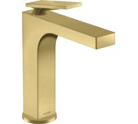 hansgrohe AXOR Citterio Mitigeur monocommandé pour lavabo, garniture découlement non verrouillable, finition losange, saillie 143mm, ComfortZone160, 39081950, Couleur: laiton brossé