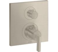 hansgrohe AXOR Citterio thermostat encastré avec vanne d'arrêt/changeur, béqu'illes, 2 consommateurs, 39720820, Couleur: Nickel brossé