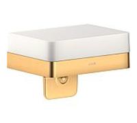 Hansgrohe Distributeur de lotion Axor 42819950 avec étagère en verre, laiton brossé