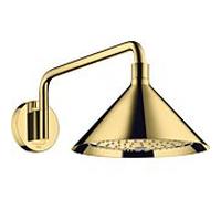 hansgrohe Douche de tête Axor 26021990 avec bras de douche, montage mural, optique or poli