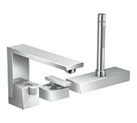 hansgrohe Axor Edge Mélangeur de bain 3 trous chromé , coupe diamant, installation du bord de la baignoire, saillie 210 mm
