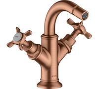 hansgrohe AXOR Mélangeur bidet Montreux 2 poignées, garniture de vidage, 16520310, Couleur: Or rouge brossé