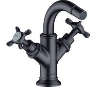 hansgrohe AXOR Mélangeur bidet Montreux 2 poignées, garniture de vidage, 16520340, Couleur: Chrome noir brossé