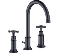 hansgrohe AXOR Mélangeur lavabo 3 trous Montreux 180, vidage par pop-up, 16513340, Couleur: Chrome noir brossé