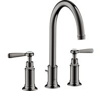 hansgrohe AXOR Mitigeur lavabo 3 trous Montreux 180, vidage escamotable, béqu'illes, projection 175mm, 16514330, Couleur: Chrome noir poli