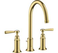 hansgrohe AXOR Mitigeur lavabo 3 trous Montreux 180, vidage escamotable, béqu'illes, projection 175mm, 16514950, Couleur: laiton brossé
