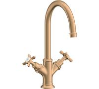 hansgrohe AXOR Montreux Mélangeur lavabo 2 poignées 210, garniture de vidage à tirette, 16502140, Couleur: Bronze brossé