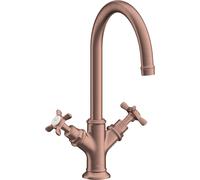 hansgrohe AXOR Montreux Mélangeur lavabo 2 poignées 210, garniture de vidage à tirette, 16502310, Couleur: Or rouge brossé