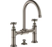 hansgrohe AXOR Montreux mitigeur lavabo 2 poignées 220, vidage escamotable, 16510800, Couleur: Acier inoxydable Optic