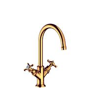 hansgrohe AXOR Montreux mitigeur lavabo à deux poignées 210, sans vidage escamotable, 16506990, Couleur: Optique en or poli