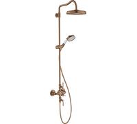 hansgrohe AXOR Montreux Pipe de douche avec thermostat, pomme de douche 240 1 jet Classic, 16572310, Couleur: Or rouge brossé