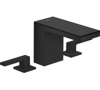 hansgrohe AXOR MyEdition Mélangeur lavabo 3 trous 110, avec vidage Push-Open, avec plaque, saillie 150mm, 47070670, Couleur: noir mat / verre noir