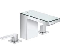 hansgrohe AXOR MyEdition Mélangeur lavabo 3 trous 110, avec vidage Push-Open, avec plaque, saillie 150mm, 47070000, Couleur: chrome / verre miroir