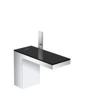 hansgrohe AXOR MyEdition Mitigeur monocommandé pour lavabo 110, avec vidage Push-Open, avec plaque, saillie 150mm, 47030600, Couleur: chrome / verre noir