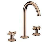 Hansgrohe AXOR One 3 trous mitigeur lavabo 170 48040300 saillie 140 mm, avec push-open garniture de vidange , avec poignée croisée, or rouge poli