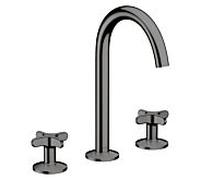 hansgrohe AXOR One robinetterie de lavabo 3 trous 170 avec poignées croisillons et vidage Push-Open, 48040330, Couleur: Chrome noir poli