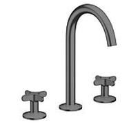 hansgrohe AXOR One 3 trous mitigeur lavabo 170 48040340 saillie 140 mm, avec ouverture par pression- garniture de vidange , avec poignée croisée, chrome noir brossé