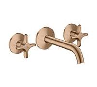 Hansgrohe AXOR One 3 trous mitigeur lavabo 48130310 installation encastrée, saillie 160 mm, montage mural avec rosaces, avec poignée croisée, or rouge brossé