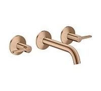 hansgrohe AXOR One robinetterie de lavabo 3 trous encastrée pour montage mural, bec 160mm, avec poignées manettes, 48150310, Couleur: Or rouge brossé