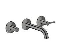 hansgrohe AXOR One 3 trous mitigeur lavabo 48150330 encastré, saillie 160 mm, montage mural avec rosaces, avec poignée à levier, chrome noir poli