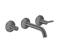 hansgrohe AXOR One 3 trous mitigeur lavabo 48150340 encastré, saillie 160 mm, montage mural avec rosaces, avec poignée à levier, chrome noir brossé