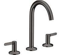 Hansgrohe Robinet lavabo 3 trous Axor One – saillie 140 mm, vidage Push-Open, chrome noir brossé