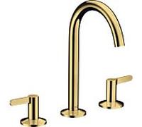 hansgrohe Axor One mitigeur lavabo 3 trous 48050990 saillie 140mm, avec garniture de vidange push-open , optique or poli