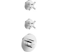 hansgrohe AXOR One Module thermostatique encastré pour 2 consommateurs, avec poignée croisillon, 48712000, Couleur: chrome