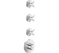 hansgrohe AXOR One Module thermostatique encastré pour 3 consommateurs, avec poignée croisillon, 48713000, Couleur: chrome
