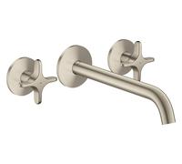 hansgrohe AXOR One robinetterie de baignoire 3 trous encastrée pour montage mural avec poignées croisillons, 48430820, Couleur: Nickel brossé