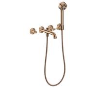hansgrohe AXOR One robinetterie de baignoire 3 trous encastrée pour montage mural, avec poignées manettes et douchette à main, 48444300, Couleur: Rouge poli or