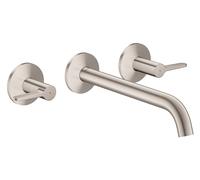 hansgrohe AXOR One robinetterie de baignoire 3 trous encastrée pour montage mural avec poignées manettes, 48431800, Couleur: Acier inoxydable Optic