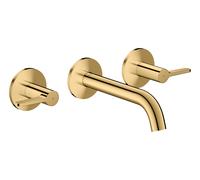 hansgrohe AXOR One robinetterie de lavabo 3 trous encastrée pour montage mural, bec 160mm, avec poignées manettes, 48150990, Couleur: Optique en or poli