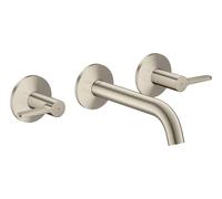 hansgrohe AXOR One robinetterie de lavabo 3 trous encastrée pour montage mural, bec 160mm, avec poignées manettes, 48150820, Couleur: Nickel brossé