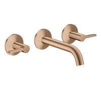 hansgrohe AXOR One robinetterie de lavabo 3 trous encastrée pour montage mural, bec 160mm, avec poignées manettes, 48150310, Couleur: Or rouge brossé