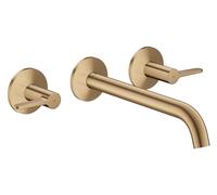 hansgrohe AXOR One robinetterie de lavabo 3 trous encastrée pour montage mural, bec 220mm, avec poignées manettes, 48160140, Couleur: Bronze brossé