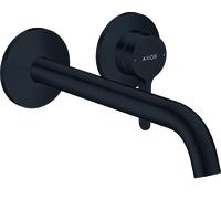 hansgrohe AXOR One Mitigeur monocommandé pour lavabo encastré pour montage mural avec manette et bec 220 mm, 48120, Coloris: Noir Mat - 48120670
