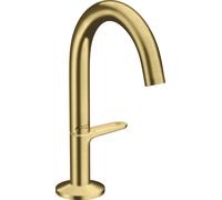 hansgrohe AXOR One Mitigeur de lavabo Select 140 avec vidage Push-Open, saillie 122 mm, 48010, Coloris: laiton brossé - 48010950
