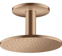 hansgrohe AXOR ShowerSolutions 250 Pomme de douche suspendue 2 jets, raccordement au plafond, 35297310, Couleur: Or rouge brossé