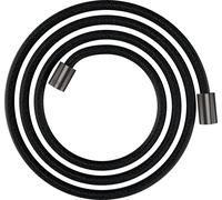 hansgrohe flexible de douche textile 28291340 2000 mm, écrou cylindrique des deux côtés, chrome noir brossé