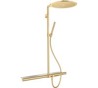 hansgrohe AXOR ShowerSolutions Tuyau de douche avec thermostat 800 et douche de tête 350 1 jet, 27984250, Couleur: Optique or brossé