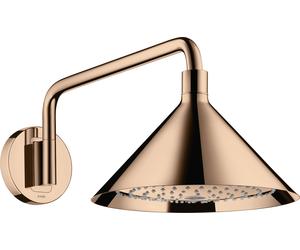 hansgrohe AXOR Starck ShowerSelect 240 Pomme de douche 2 jets avec bras de douche 400 mm, raccord mural, 26021300, Couleur: Rouge poli or